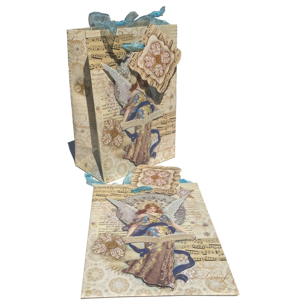 Punch Studio Celestial Angel Decorative 3D Gift Bags with Tags (62363), Set of 2